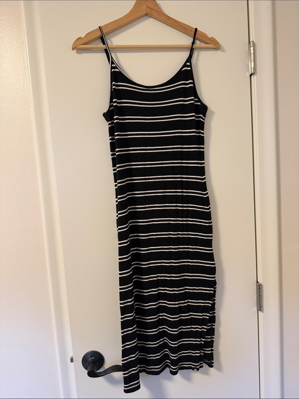 Rip Curl Black & White Striped Spaghetti-Strap Midi Dress